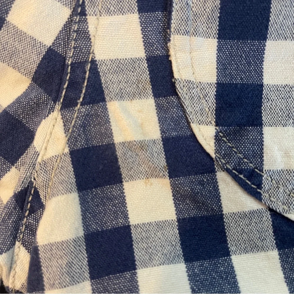 Mini Boden Girl's Navy Blue and White Plaid Checkered Shorts Size 6Y